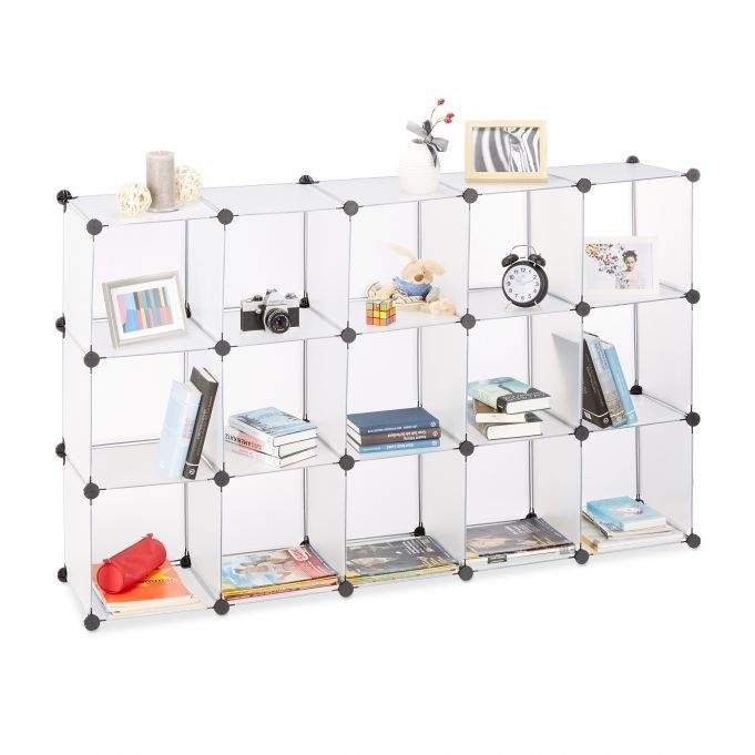 Skrueløse plasthylder med 15 rum