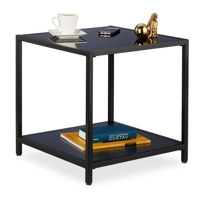 Sidebord med sort glas