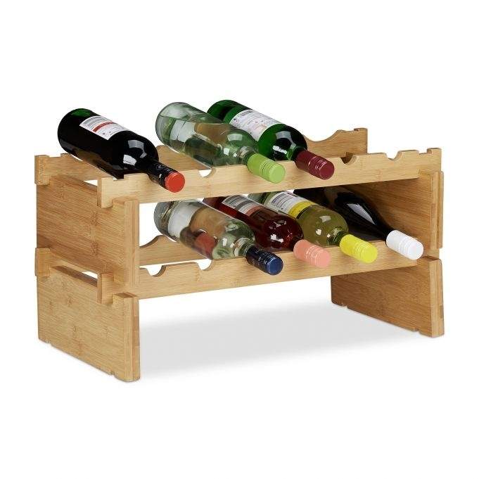 Stabelbar bambus vinreol