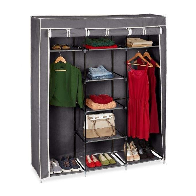 Stofgarderobe XXL med 9 hylder