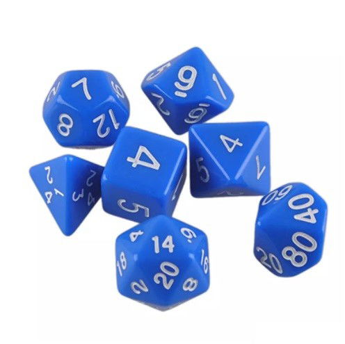 7-pack terninger til Dungeons and Dragon (Blå)