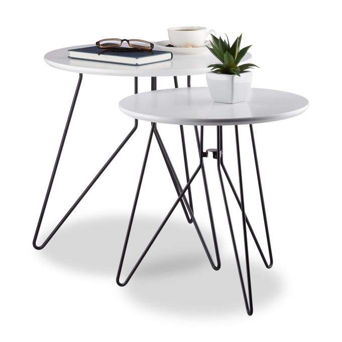 Sidebord, 2 stk, hvid