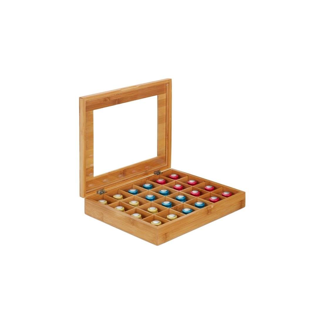 Kapsellåda i bambu med 24 fack | Hem & Hobby - Hem & Hushåll - Kök - Köksredskap - Lock | Pryloteket