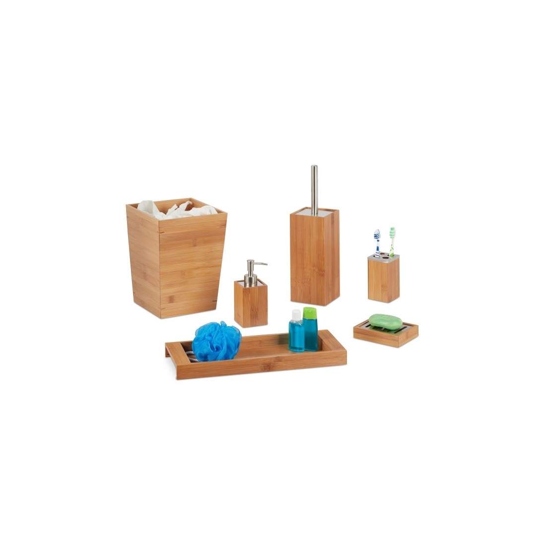 Badrumsset bambu 6 delar | Hem & Hobby - Hem & Hushåll - Badrum - Tvålhållare | Pryloteket