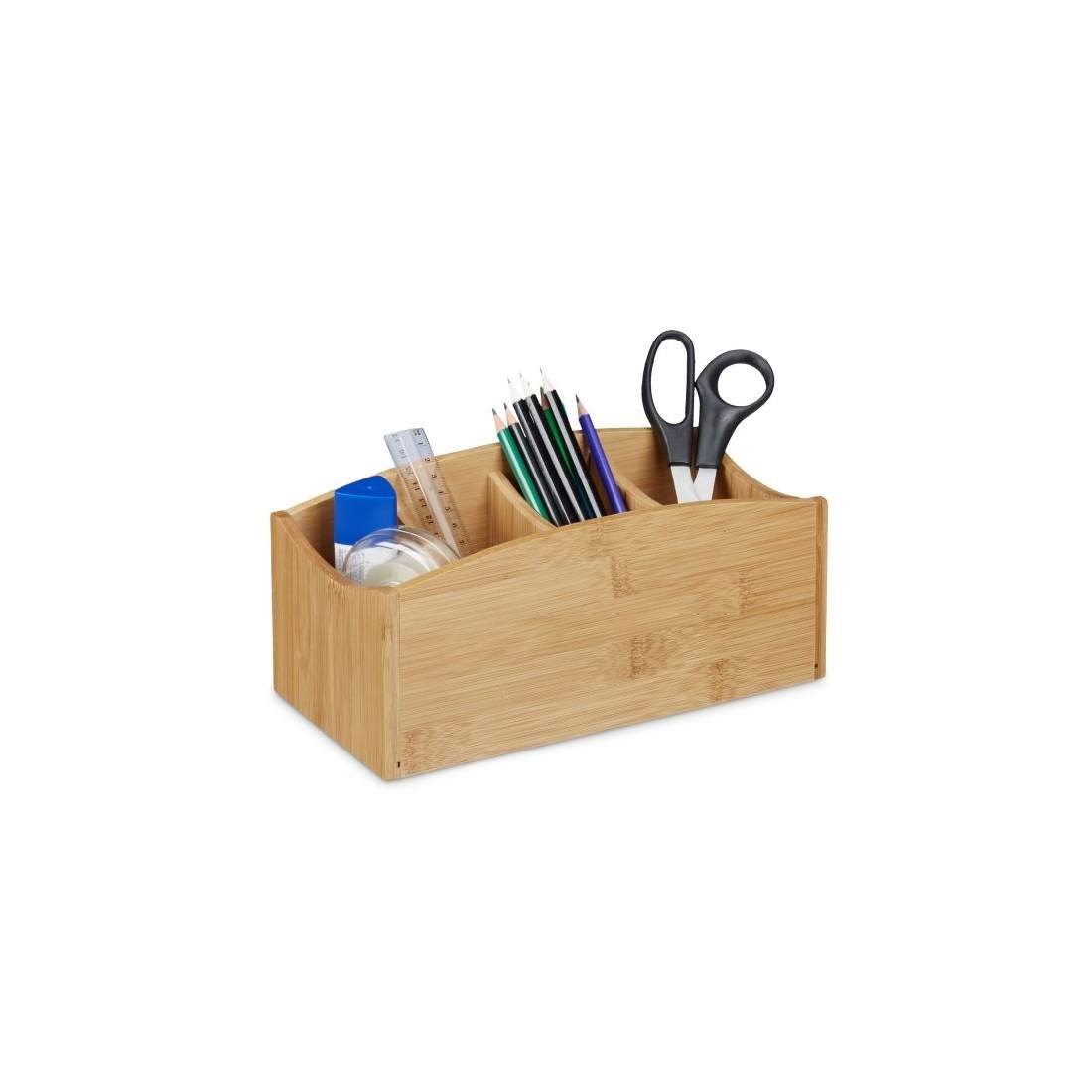 Skrivbordsorganisation i bambu 4 fack | Hem & Hobby - Hem & Hushåll - Kök - Servering - Bestick | Pryloteket