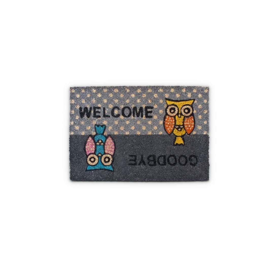 Dörrmatta ""Välkommen/Goodbye"" med ugglor | Hem & Hobby - Hem & Hushåll - Inredning & Dekoration - Dörrmattor | Pryloteket