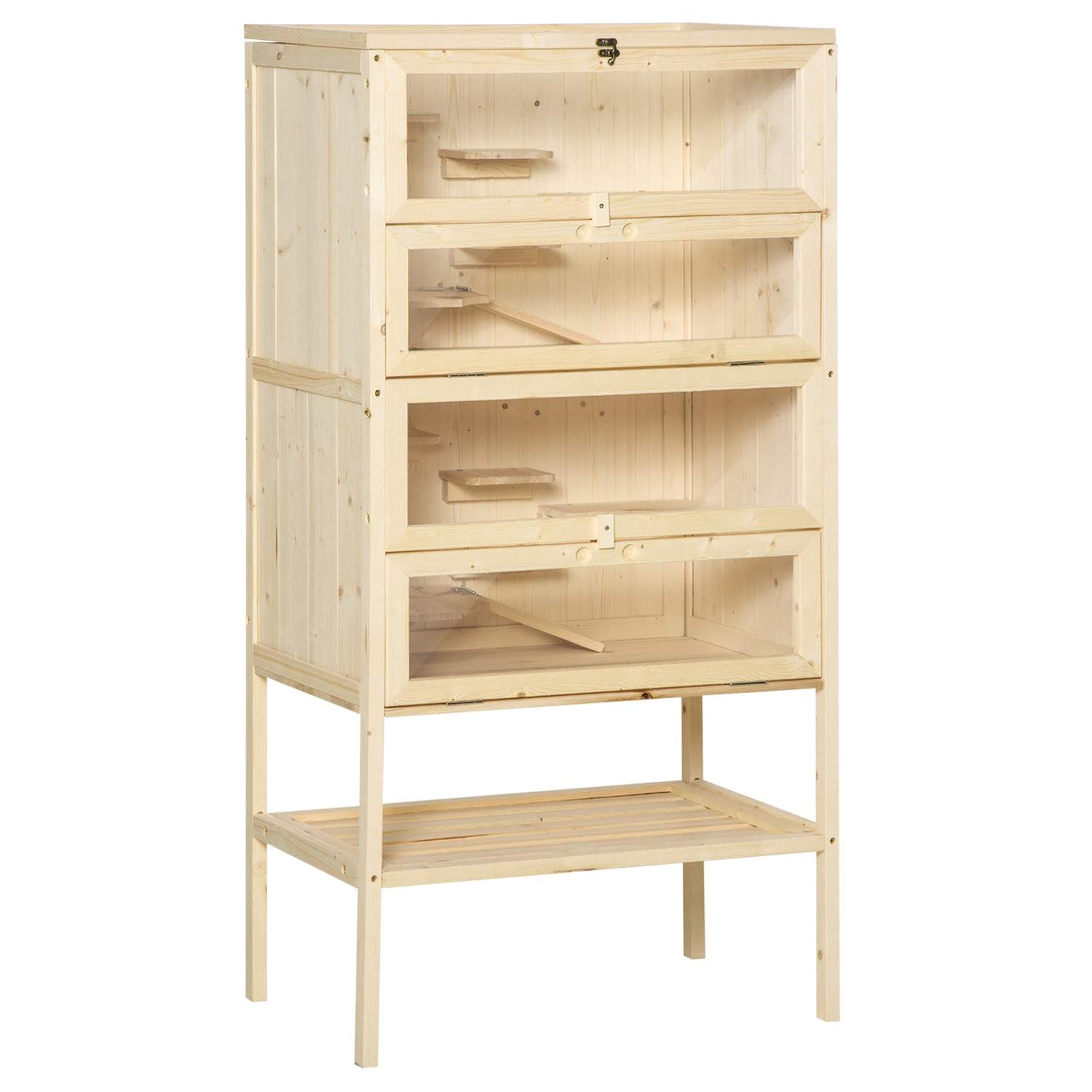 Pieneläinhäkki 5 tasoa verkkokattorampeilla pieneläintalli häkki jyrsijän häkki marsu kotta kuusi puu luonnonpuu 60 x 40 x 120 c