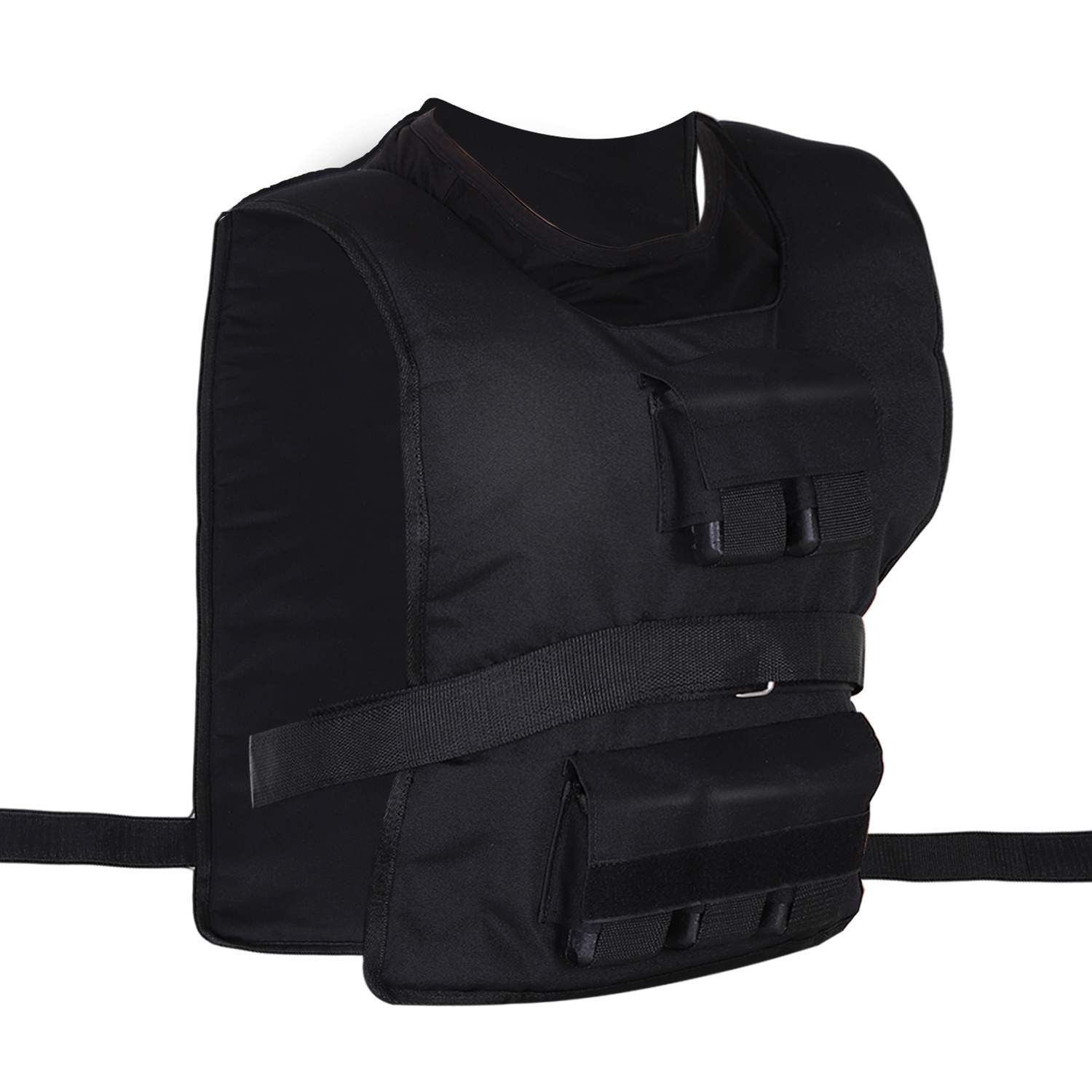 Vægtvest 20 kg justerbar træningsvest til styrketræning og fitness, Oxford materiale, sort 36 x 52 cm