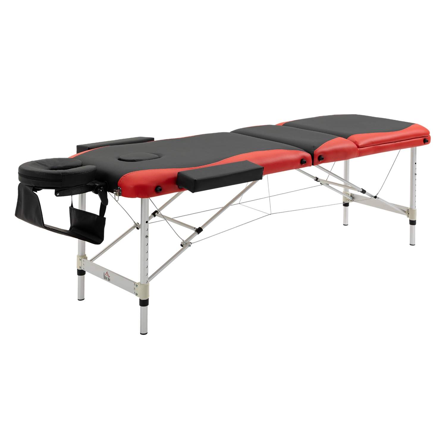 Sammenklappelige massagebriks, højdejusterbar massagebriks med nakkestøtte 215 x 60 x 61-84 cm, aluminium & skum, ideel til kosm