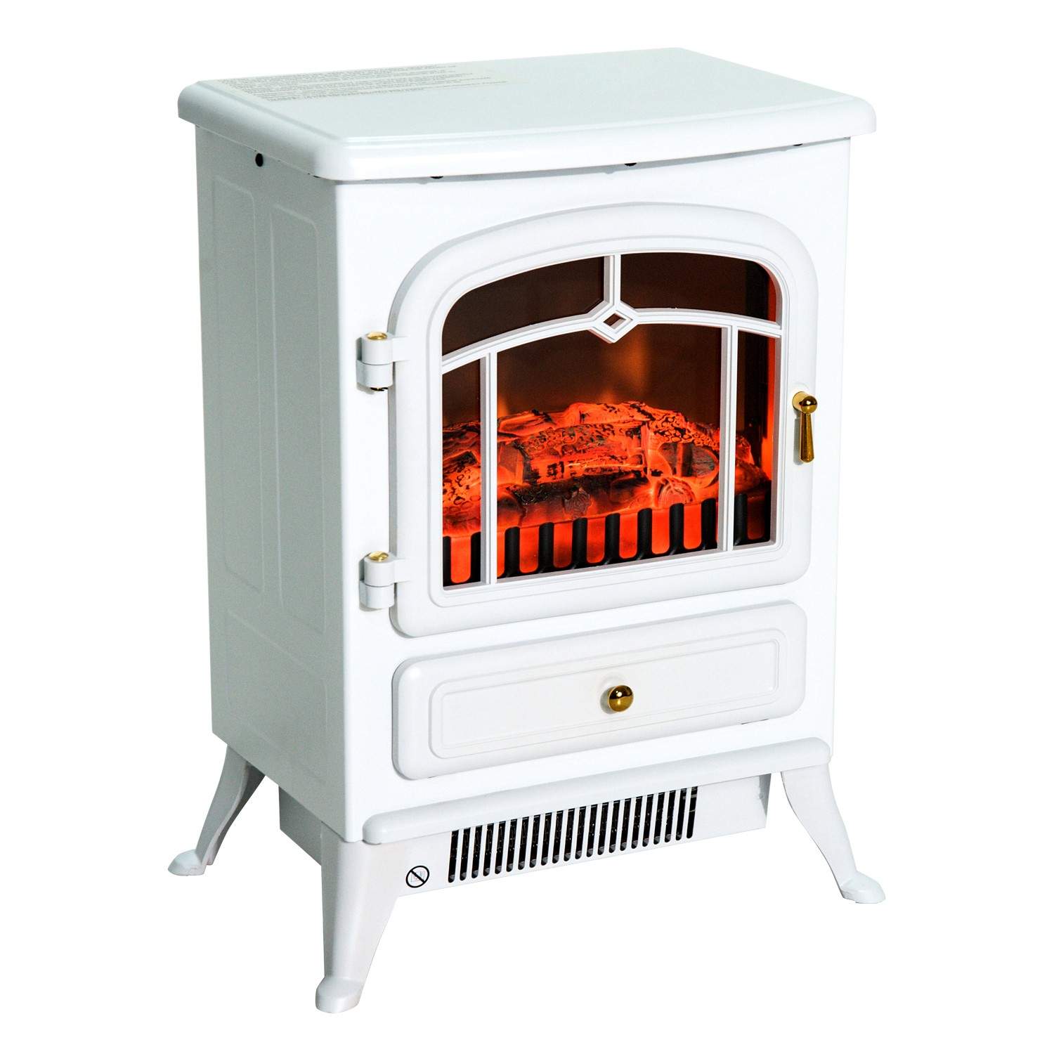 El-pejseovn med flammeeffekt 950/1850W overophedningsbeskyttelse hvid 41,5x28x54,8cm til hyggelige aftener