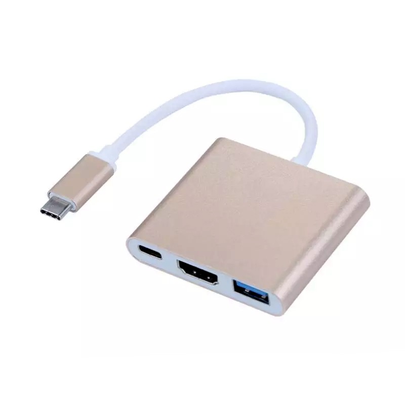 USB Typ C Adapter til HDMI / USB 3.0 - Guld