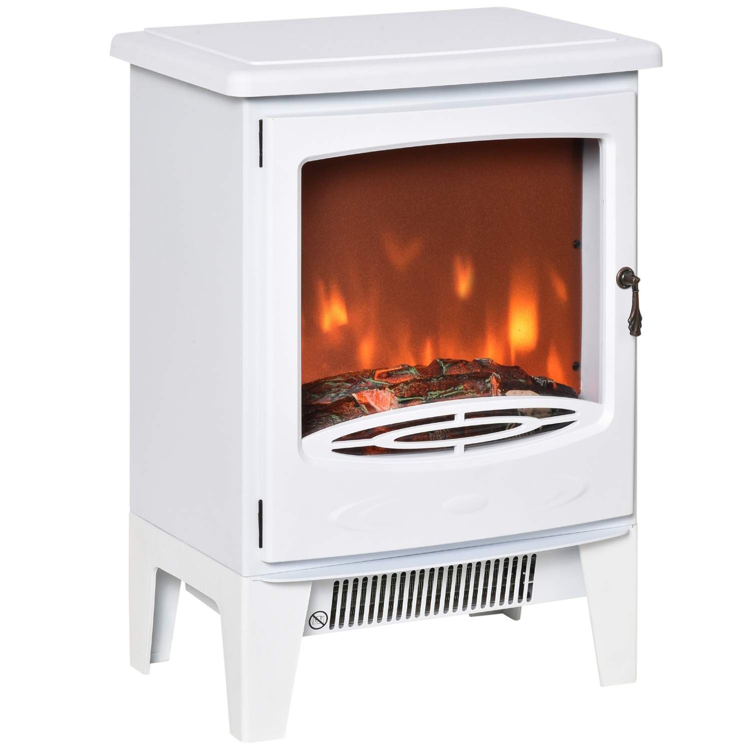 LED elektrisk pejs fritstående pejs med flammeeffekt 900/1800W metal & ABS plast i hvid 39 x 26 x 54,8 cm for en hyggelig atmosf