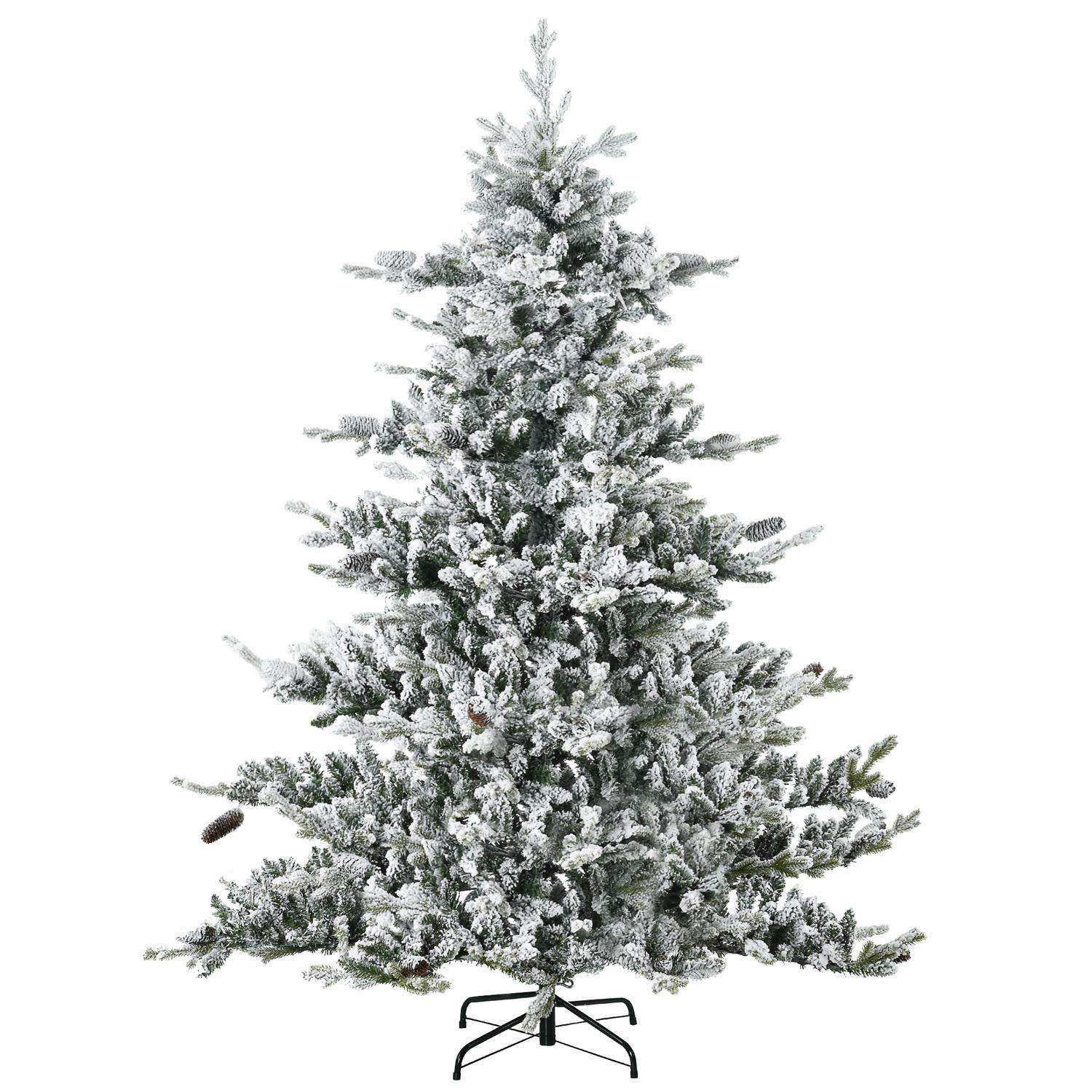 Juletræ 180 cm kunstigt juletræ med kunstig sne, kunstig gran med 1471 grenspidser, fod til julefester, indendørs, grøn