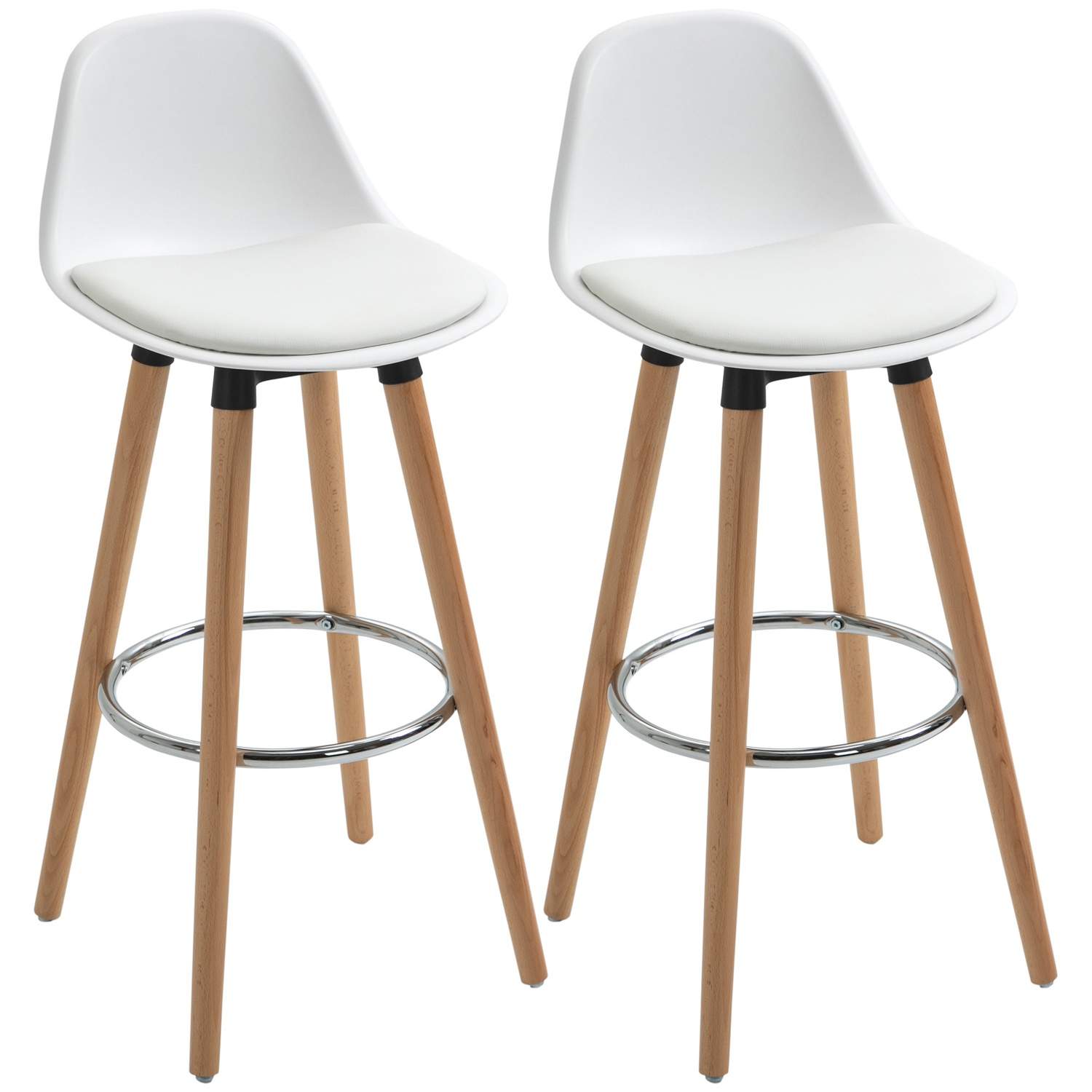 Set med 2 barstolar köksstolar barstol med fotstöd konstläder vit 38,5 x 42,5 x 91 cm för matsal kök | Hem & Hobby - Hem & Hushåll - Kök | Pryloteket