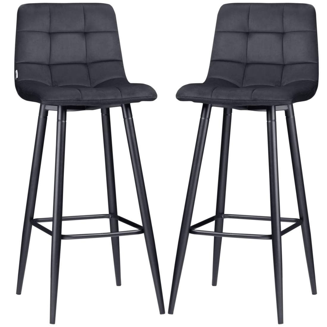 Set med 2 barstolar bistropallar med fotstöd sammetsöverdrag köksstol bänkpall set stålben svart 42x47x105cm för vardagsrum mats | Hem & Hobby - Hem & Hushåll - Kök | Pryloteket