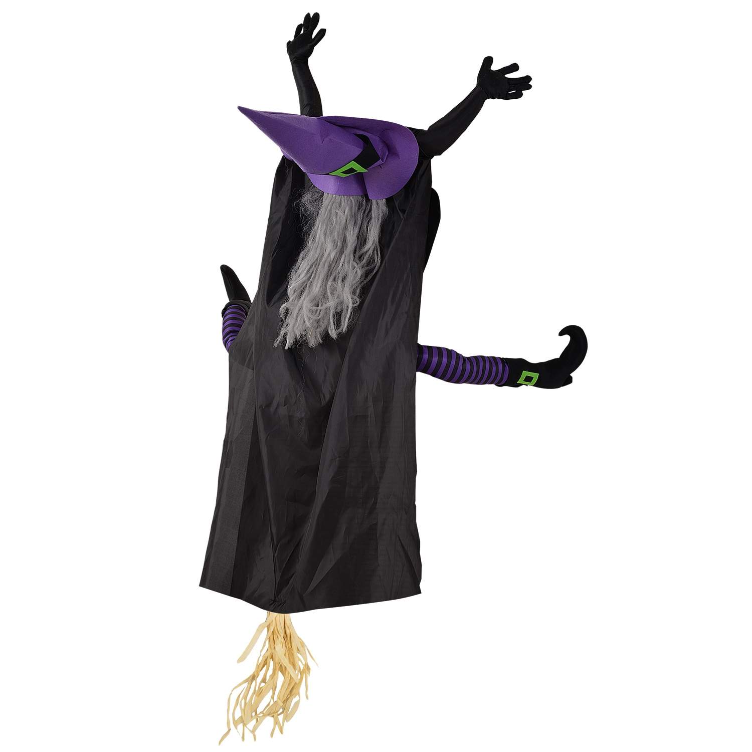 170 cm Halloween dekoration Halloween flyvende heks, hoveddør dekoration, havedekoration figur i naturlig størrelse til fest træ