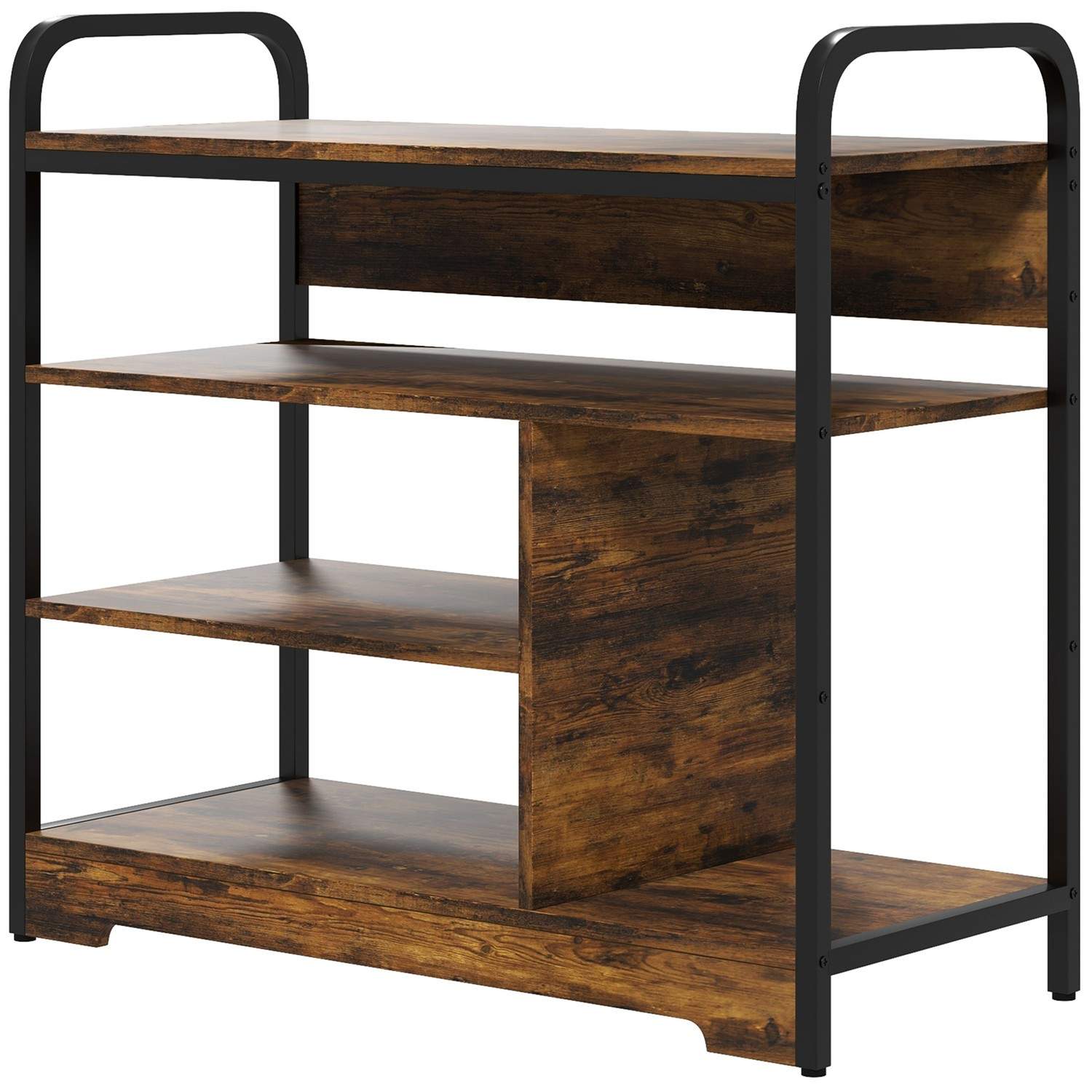 Kenkäteline, kenkäteline, 4 tasoa kahvalla max 11 kenkäparille, kenkäteline sisäänkäynnille, eteinen, 70 x 30 x 65 cm, rustiikki