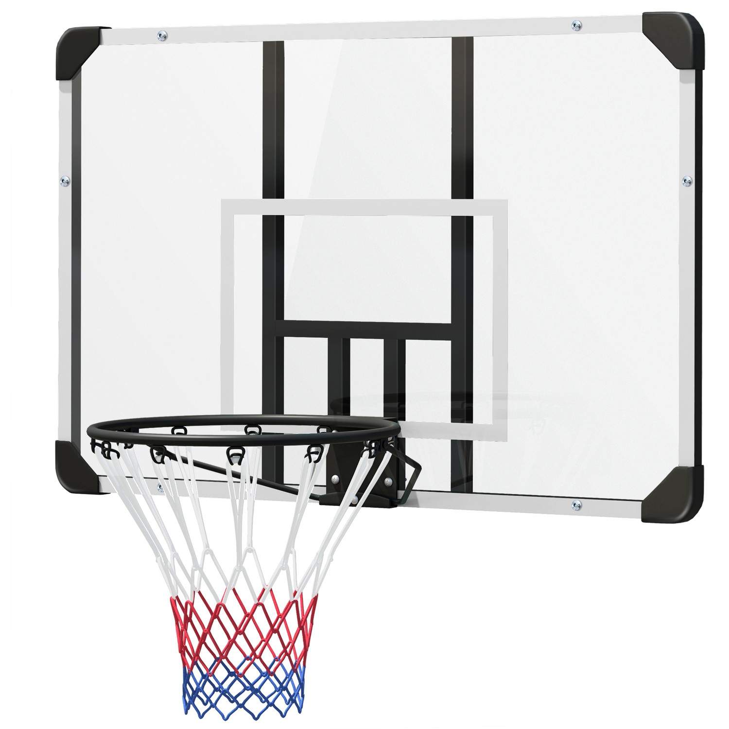 Vægmonteret basketballkurv med basketballbræt og net 113 x 61 x 73 cm lavet af stål til udendørsaktiviteter i hvid