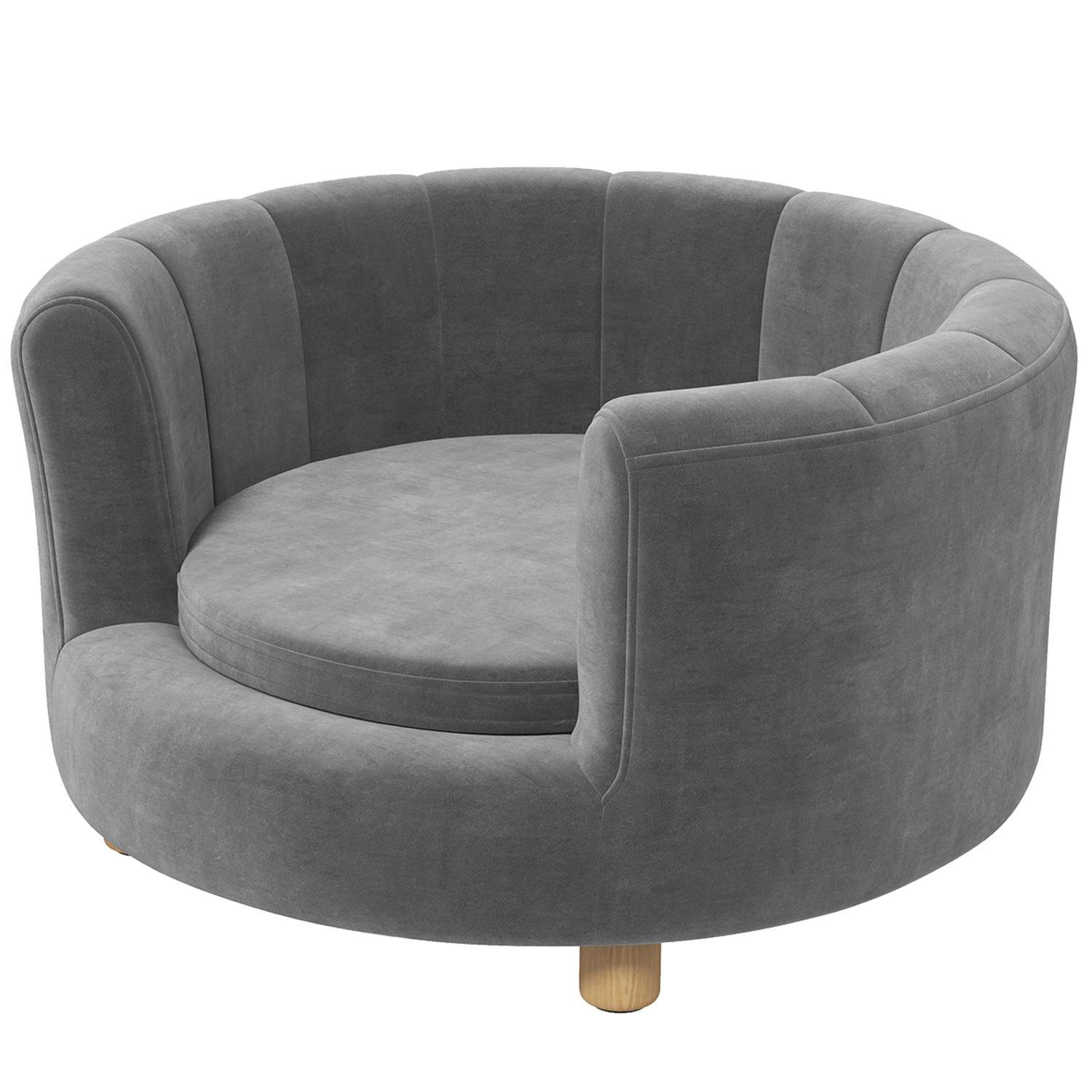 Hundesofa Vaskbar dyresofa med ryglæn og træben til små hunde op til 45 kg i grå