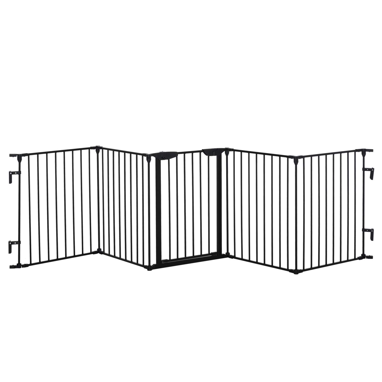 2 i 1 hvalpeløb 5-delt foldebarriere med dør til små og mellemstore hunde, gør-det-selv hvalpe kravlegård 300 x 74,5 cm metal so
