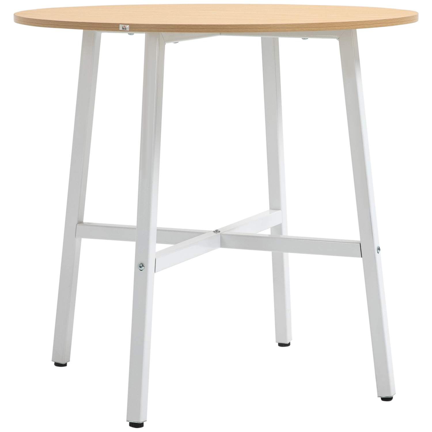 Spisebord, køkkenbord til 4 personer, moderne stuebord af stål og naturtræ, 80x80x76 cm til spisestue og køkken