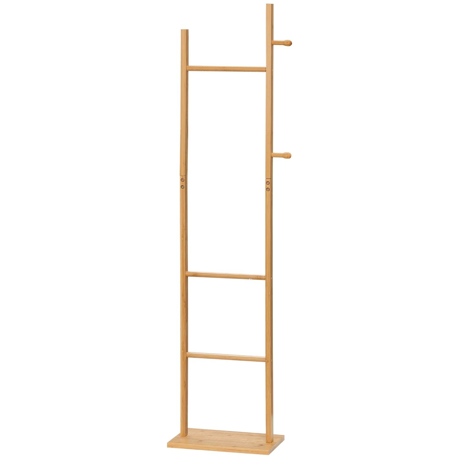 Knagerække tøjstativ med 2 kroge og 3 stænger til hatte og tøj 36x24x168 cm lavet af naturlig bambus til entre og entré