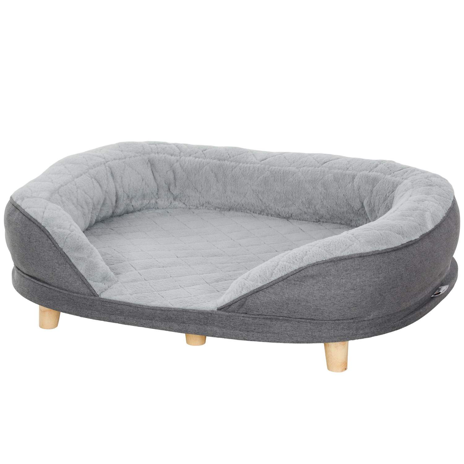 Hundesofa Pet Sofa med ryglæn og træben Vaskbart betræk til mellemstore hunde under 25 kg grå