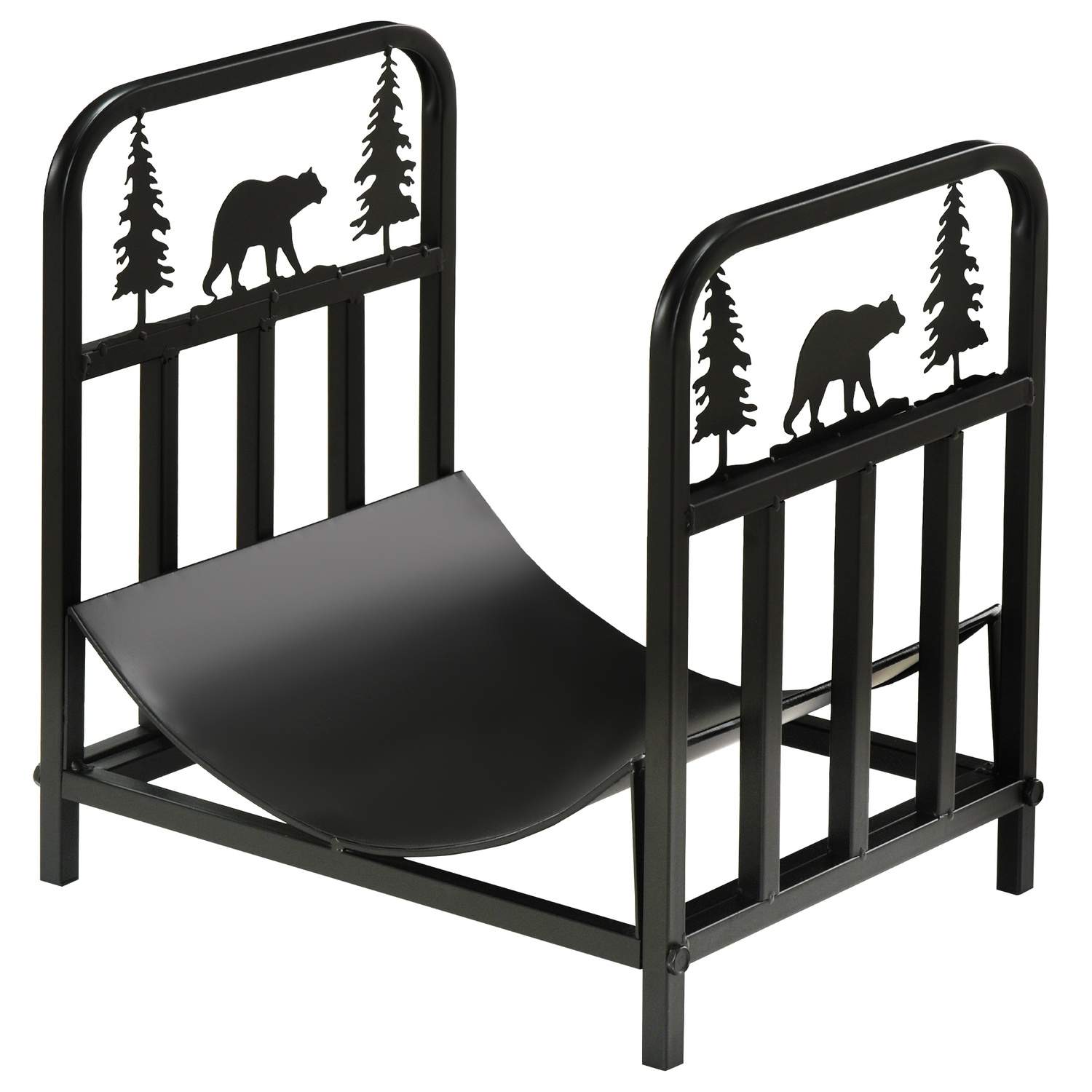 Brændestativ 42 x 33,5 x 43 cm brændestativ med greb, brændestativ til udendørs, indendørs, op til 50 kg, metal, sort
