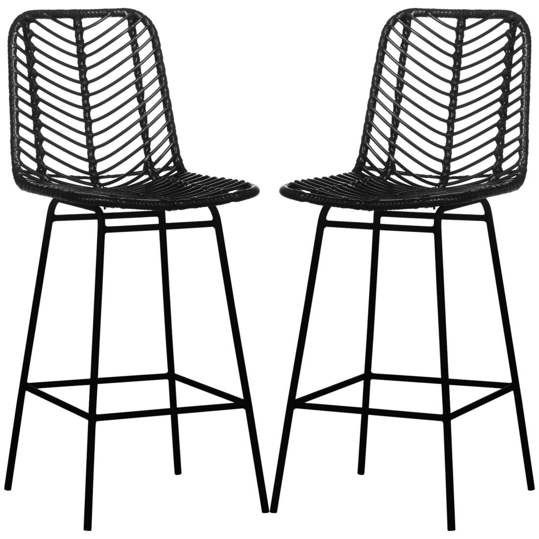 Set med 2 barstolar, bistropallar med fotstöd, barstol, köksstol med stålben för vardagsrum, matsal, svart, 42,5 x 52 x 102 cm | Hem & Hobby - Hem & Hushåll - Kök | Pryloteket