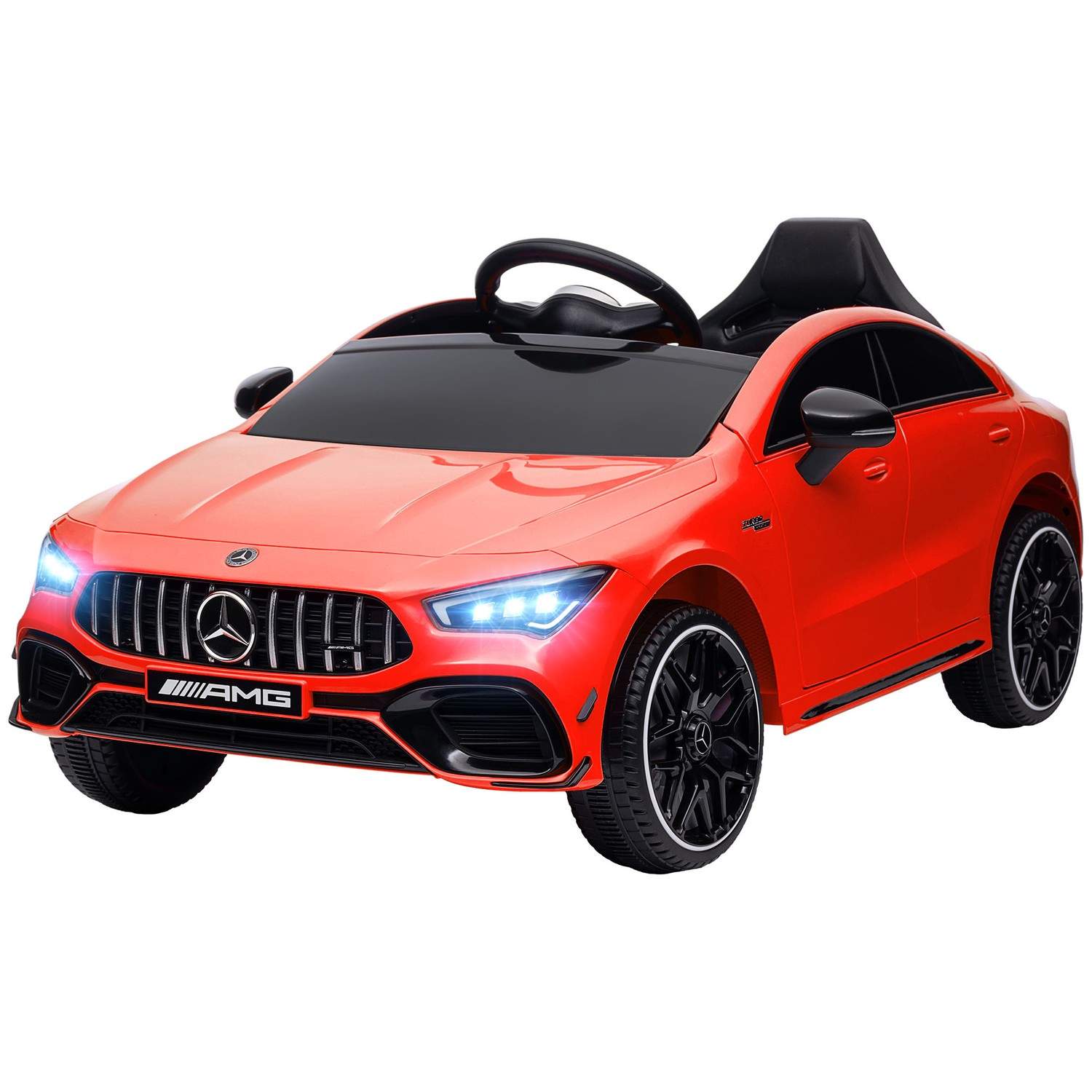 Børne elbil 12V børnebil med fjernbetjening, musik, elbil med lys, USB/MP3 port, bakfunktion, op til 5 km/t, til børn 3-6 år, rø
