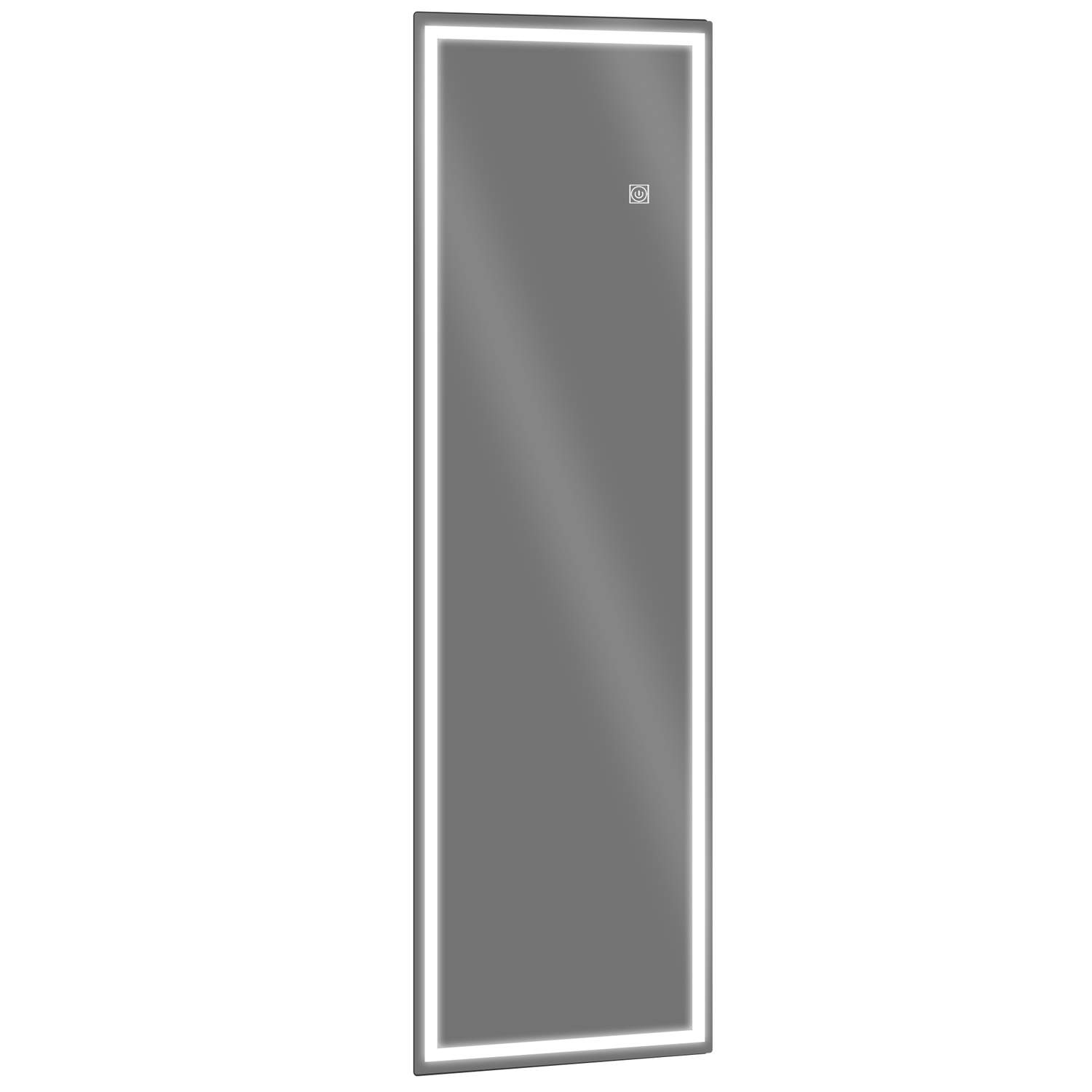 Vægspejl 120 x 40 cm fuldlængde spejl med LED-belysning, 3 lys modhager, rektangulært spejl med touch-kontakt, hukommelsesfunkti