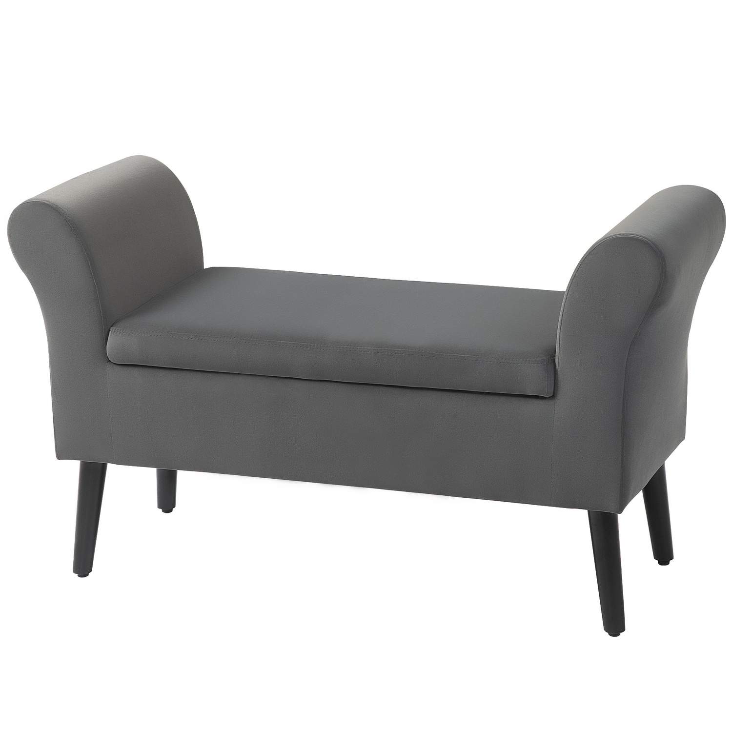 Bænk polstret bænk med opbevaringsplads brystbænk med armlæn sædehøjde 46 cm til entre soveværelse fløjlsblød polyester 111,5 x