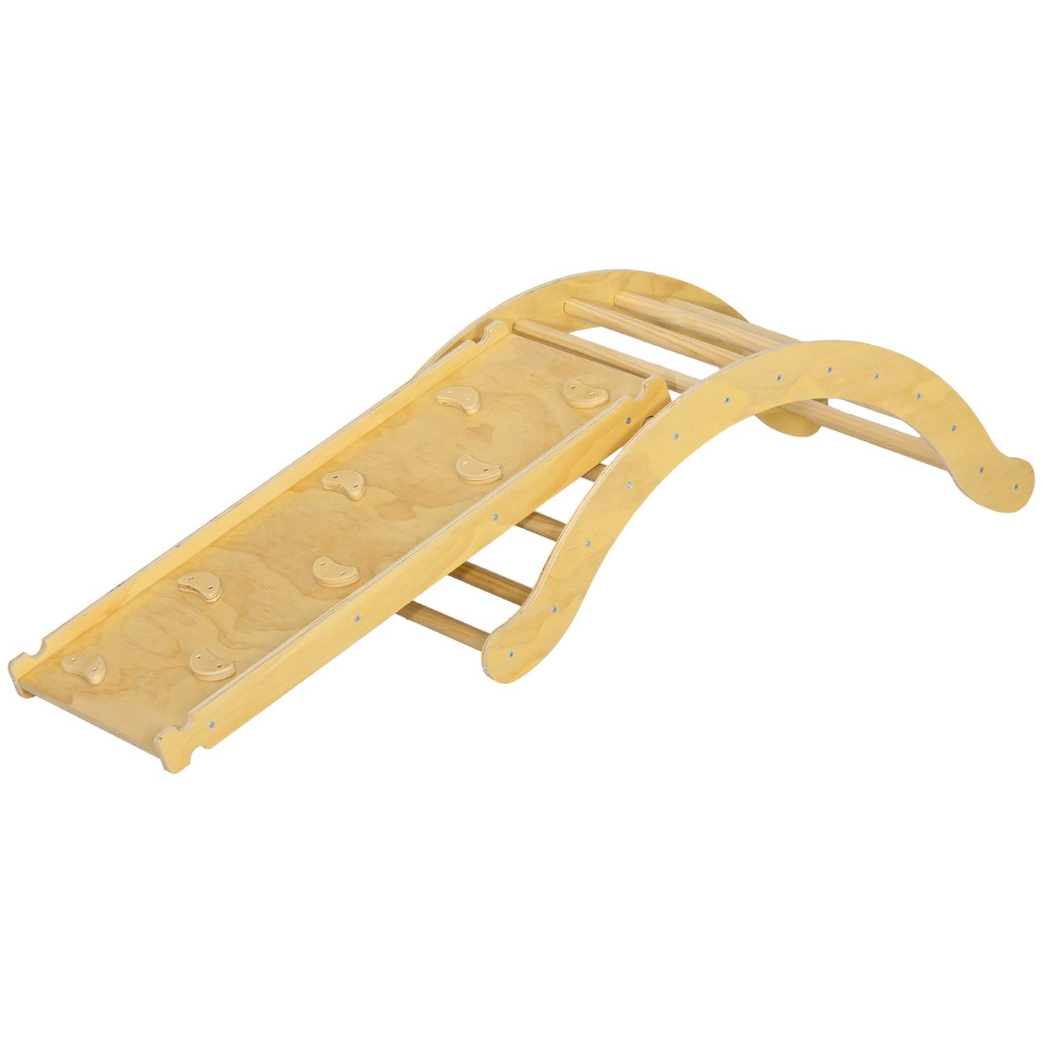 4 i 1 klatrestativ sæt med rutsjebane, klatretrekant til glidning og klatring, klatrelegetøj i træ, til børn 1,5-4 år, indendørs