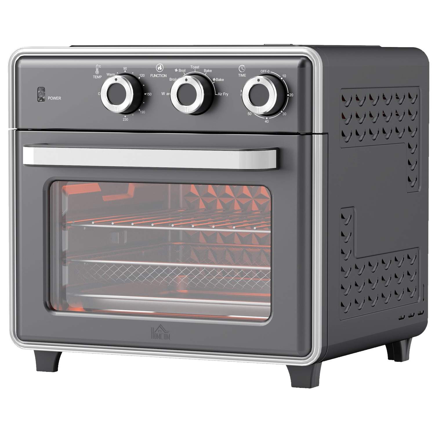 Miniovn med cirkulationsluft 20L miniovn med bageplade, grillrist og krummebakke, 90°C-230°C varmluftfriture med 5 tilstande, st