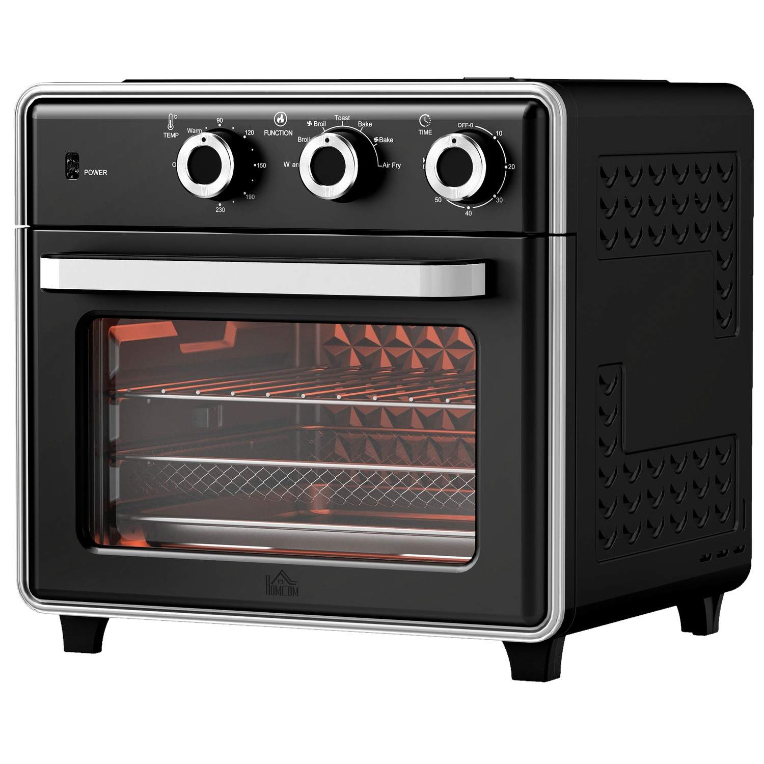 Miniovn med cirkulationsluft 20L miniovn med bageplade, grillrist og krummebakke, 90°C-230°C varmluftfriture med 5 tilstande, st