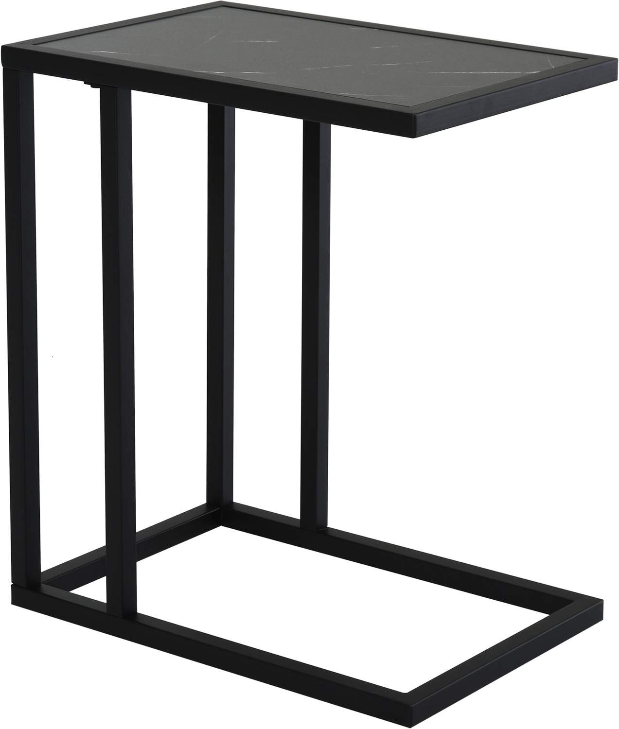 Sidebord, sofabord med marmoreffekt, sofabord med metalstel, til stue, soveværelse, 45 x 30 x 51,5 cm Sort