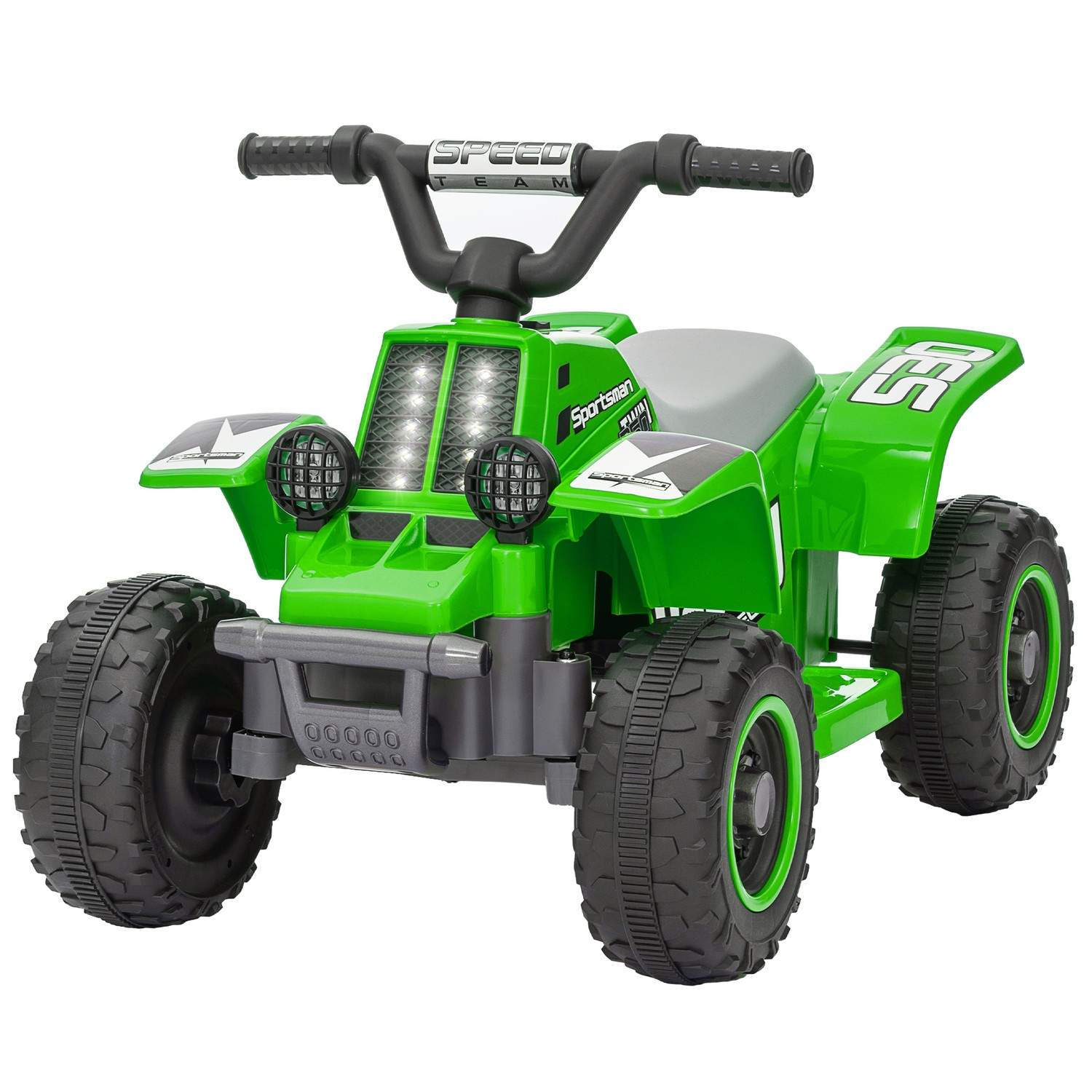 Børne el-quad elektrisk børne-quad med frem- og bakfunktion, LED og horn elbil til 1,5-3 år børn 3 km/t metalgrøn