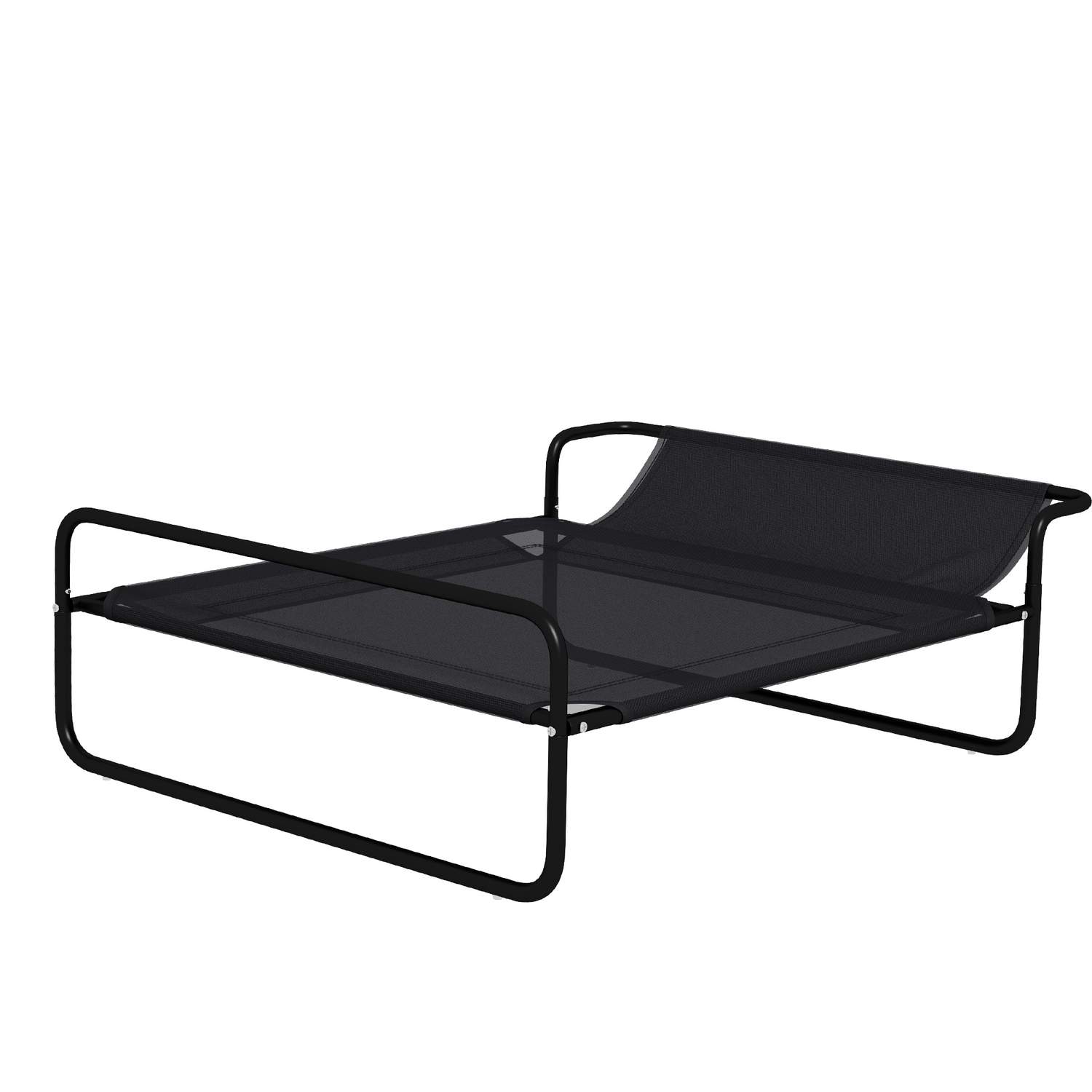 Udendørs hundeseng, forhøjet hundeseng med åndbart netbetræk, kæledyrsseng til små og mellemstore hunde Sort 91 x 69 x 29 cm