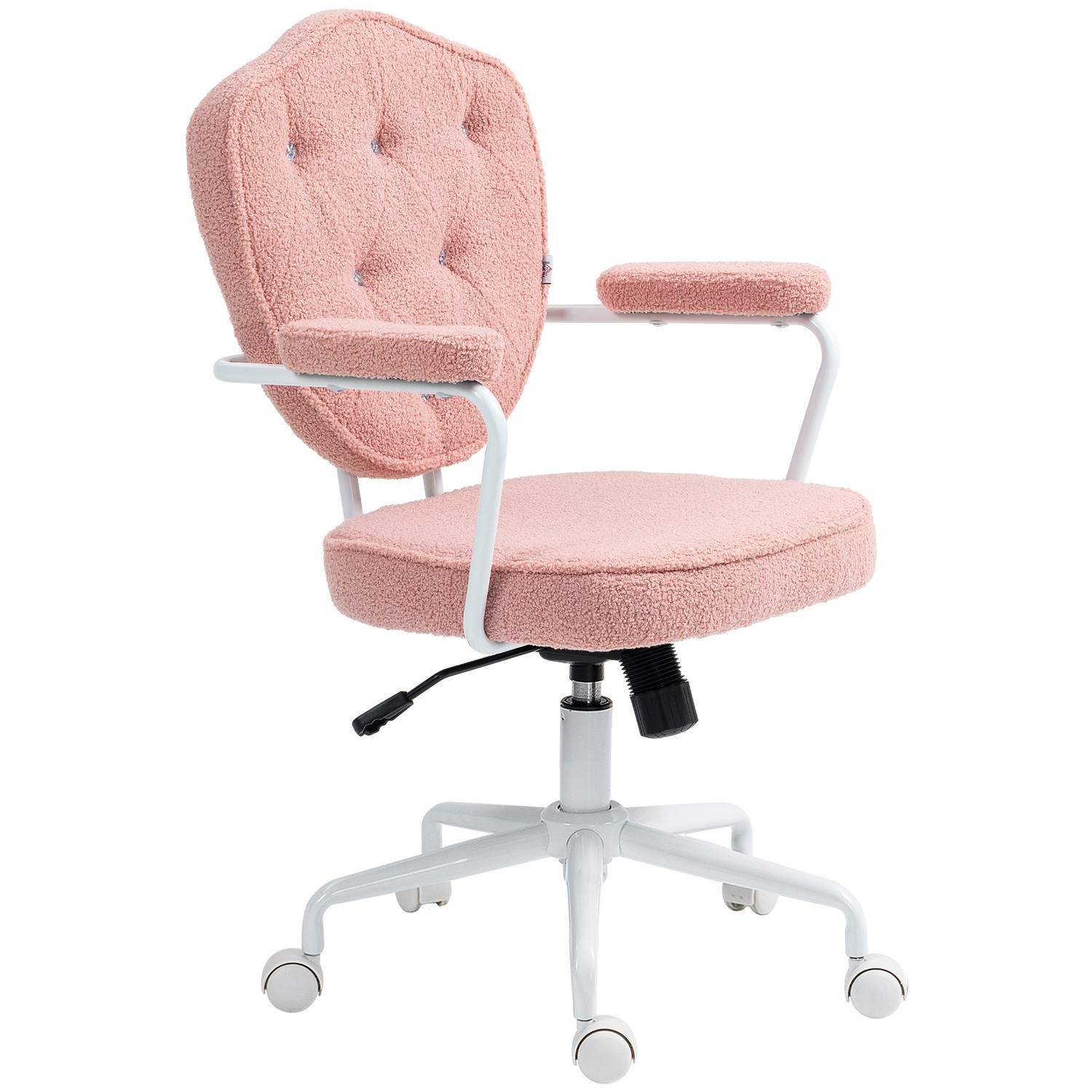 Kontorstol, ergonomisk skrivebordsstol med vippefunktion, betræk med knapper, højdejusterbar computerstol med drejefunktion, til