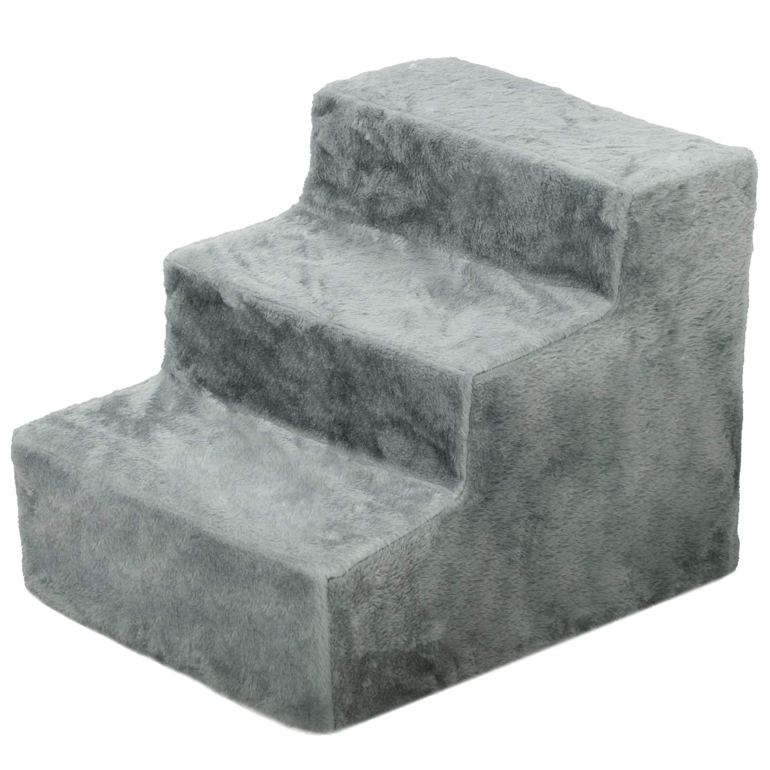 Hundetrapper 3-trins 35 cm dyretrapper med plys-look kattetrapper til sengesofa Katte op til 5 kg lysegrå