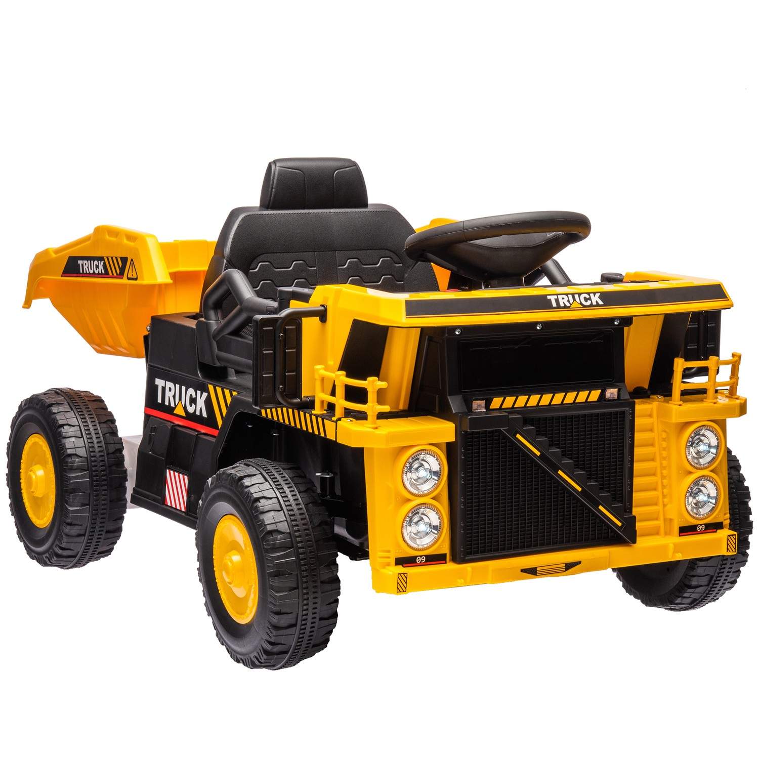 El-traktor med skovl, 12 V børne-køretraktor, børne-elbil med MP3-funktion, børnebil med forlygte, 3-6 km/t, til 3-5 år børn, gu