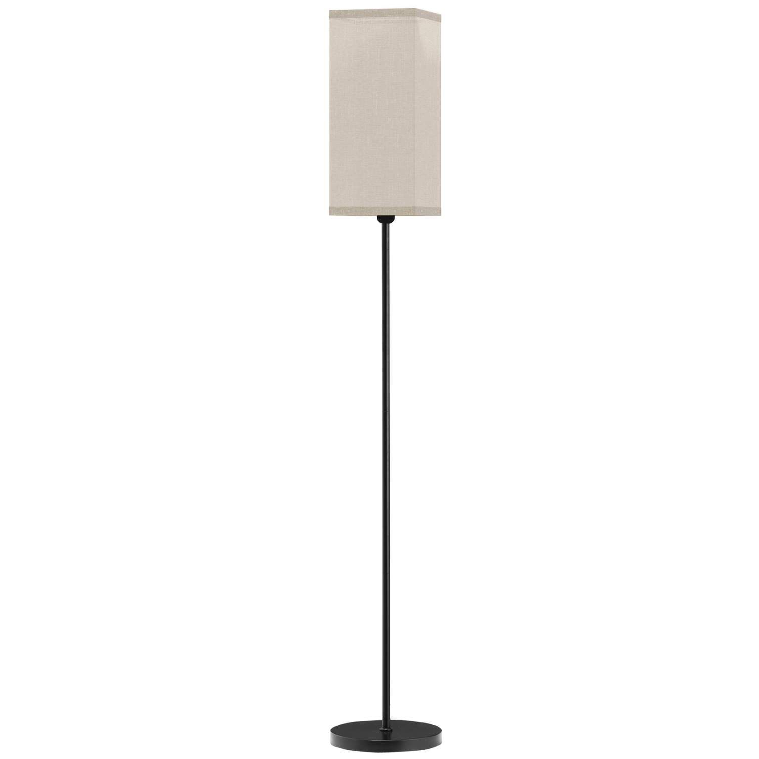 Gulvlampe, moderne gulvlampe med fodkontakt, skærm med hørlook, gulvlampe til stue, soveværelse, ekskl. pære, sort