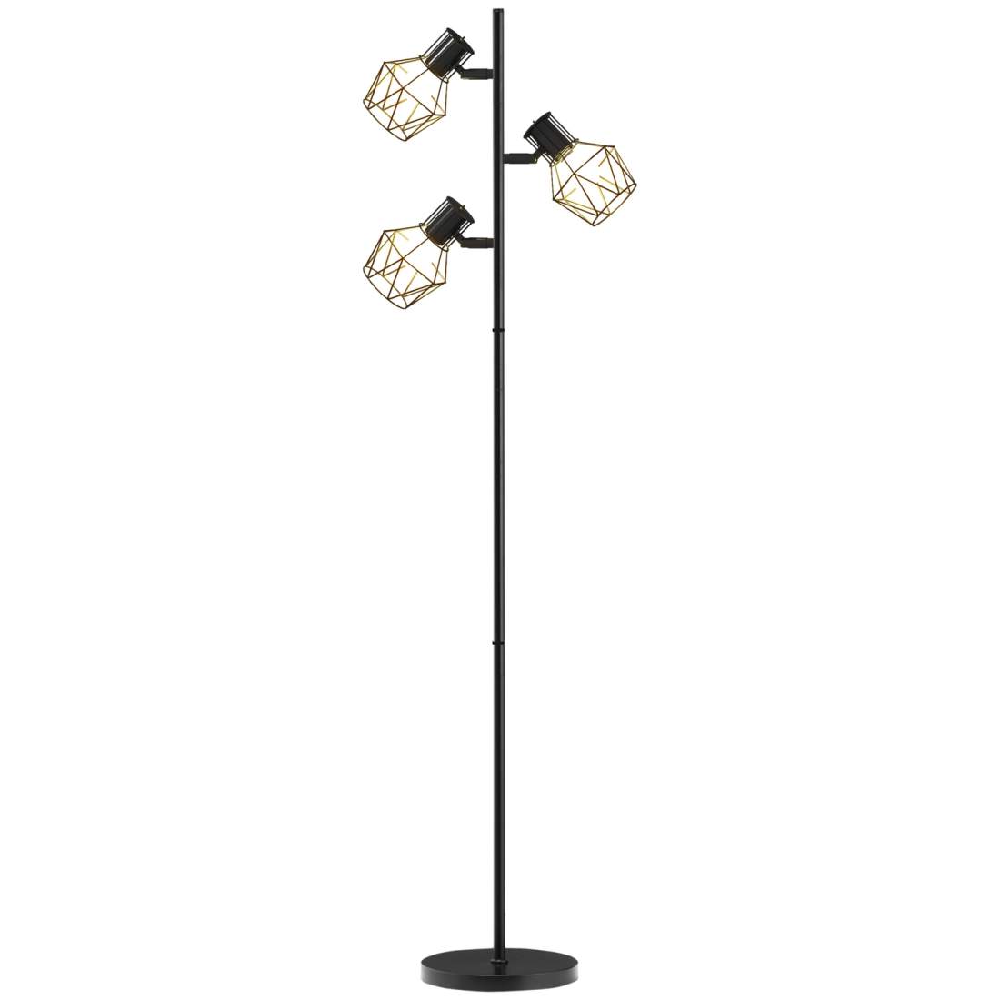 Golvlampa, golvlampa med 3 E27 socklar, 40 W golvlampa med 3 justerbara lågor, för vardagsrum, höjd 169 cm, metall, exklusive gl | Sport & Fritid - Friluftsliv & Camping - Belysning | Pryloteket