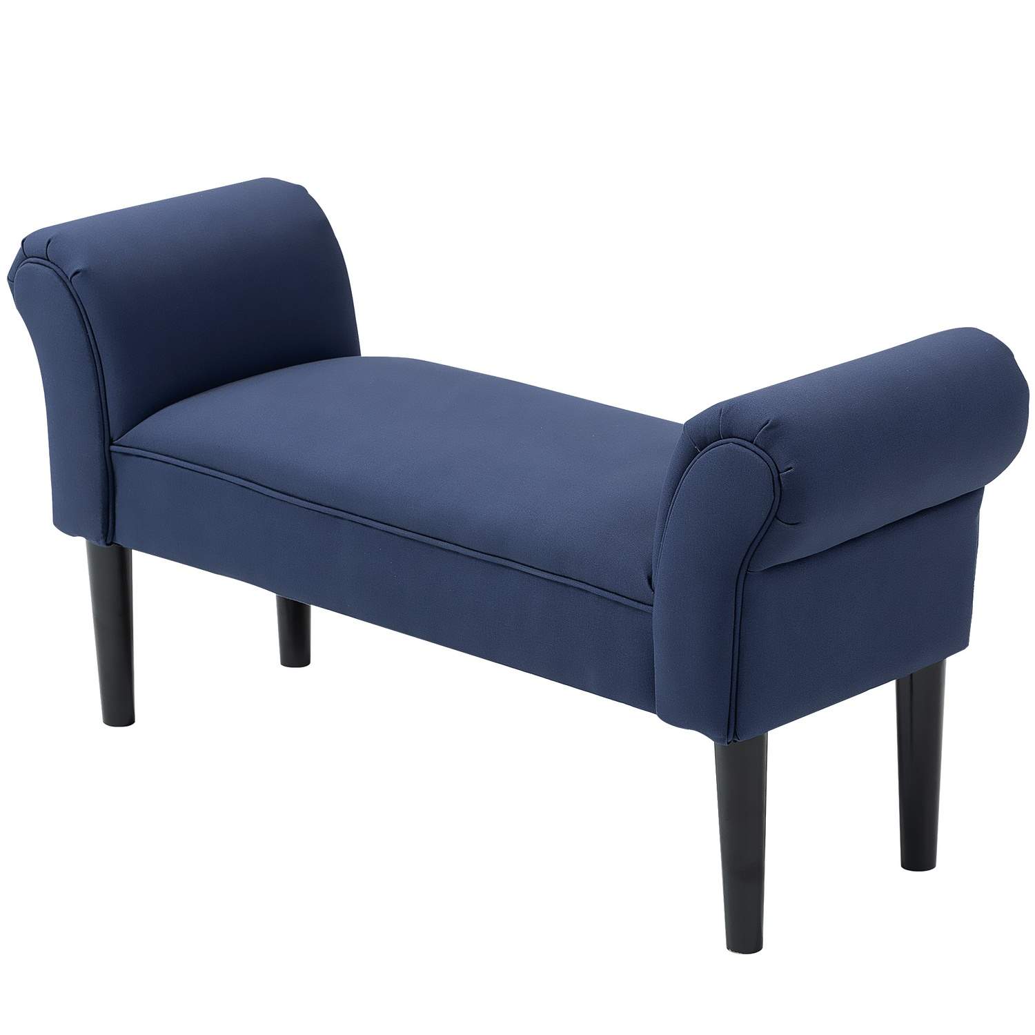 Sengebænk, polstret bænk, bænk, entrebænk til soveværelse, bæreevne op til 130 kg, sejlstof, blå, 102 x 36 x 51 cm