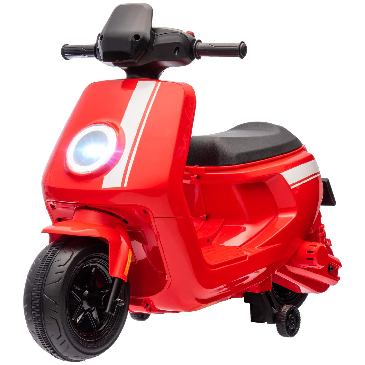 Børne el-motorcykel, 6V børnemotorcykel med forlygte, musik, frem- og bakgear, træningshjul, 1,5-3 km/t, el-motorcykel til 1,5-3