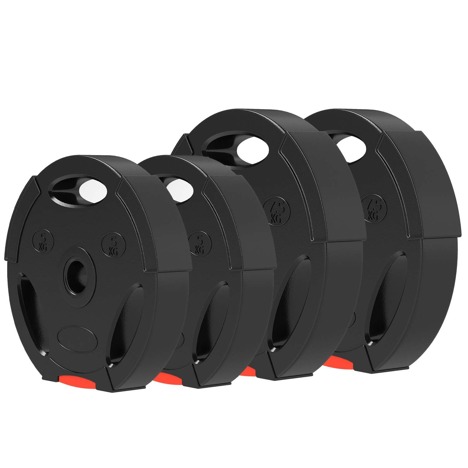 Sæt med 4 håndvægte, 2 x 5 kg/7,5 kg vægte, vægtpladesæt, vægtskiver til 2,5 cm håndvægtstang, Ø 30 mm hul, sort