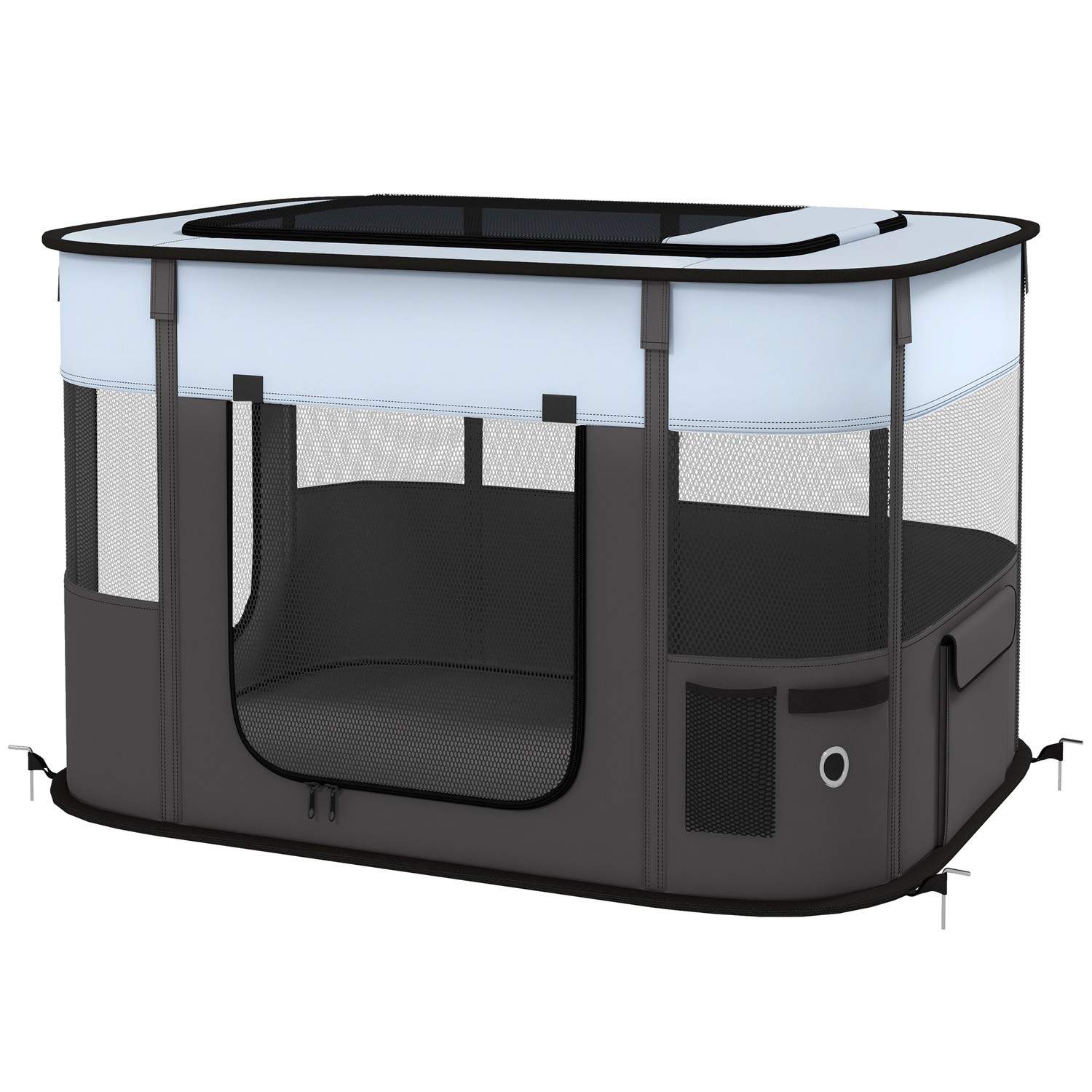 Hvalpeløb, hvalpegård med døre, vinduer, foldbar kravlegård, åndbart net, til små hunde under 10 kg og små dyr, indendørs og ude