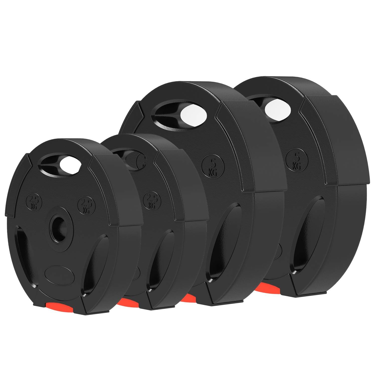 Sæt med 4 håndvægte, 2 x 2,5 kg/5 kg vægte, vægtpladesæt, vægtskiver til 2,5 cm håndvægtstang, Ø 25/30 mm hul, sort