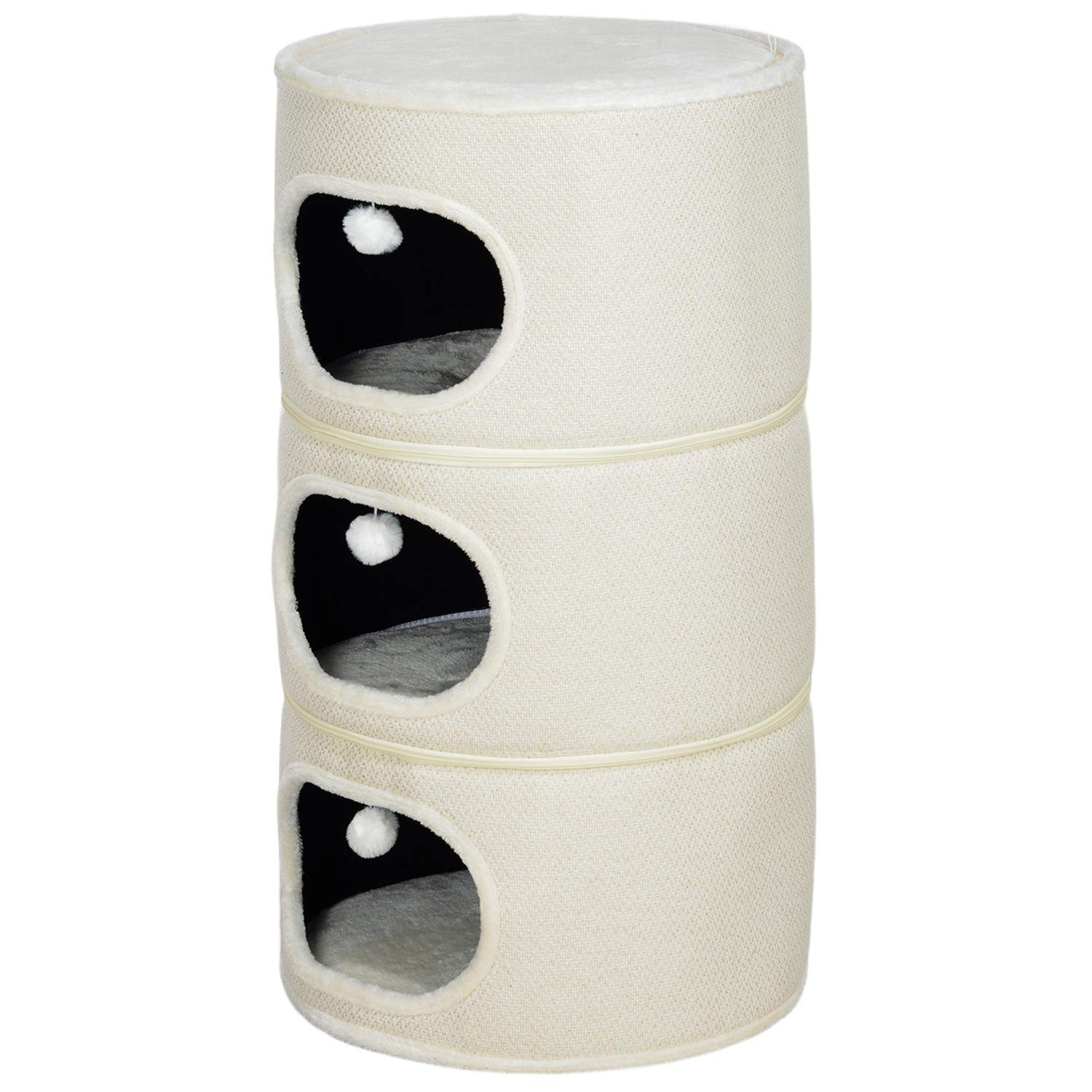 Raapimispiippu, 100 cm korkea, kissan tynnyri 3 luolalla, raapimispylväs leikkipalloilla, sisalista valmistettu kissatorni, kiss