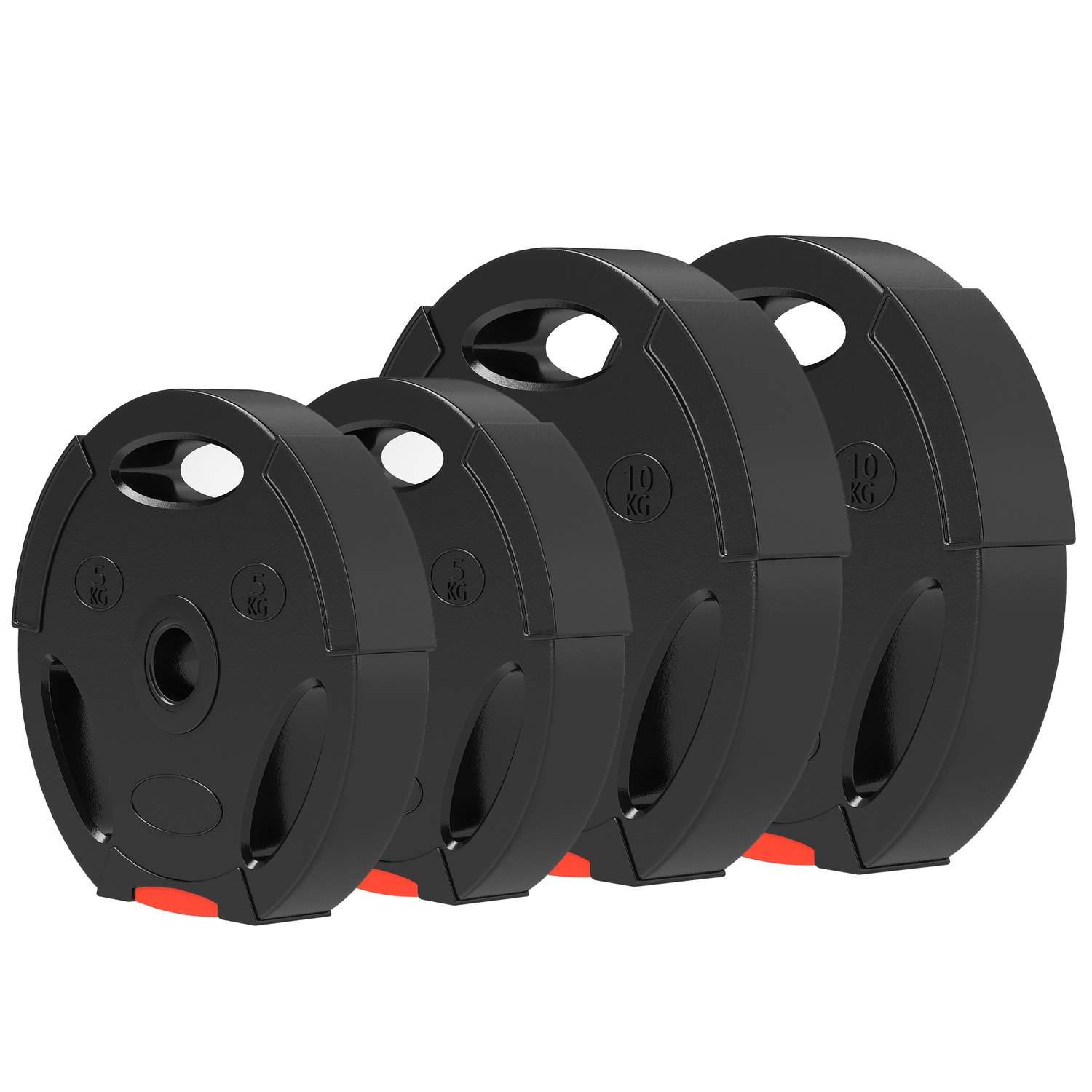 Sæt med 4 håndvægte, 2 x 5 kg/10 kg vægte, vægtpladesæt, vægtskiver til 2,5 cm håndvægtstang, Ø 30 mm hul, sort